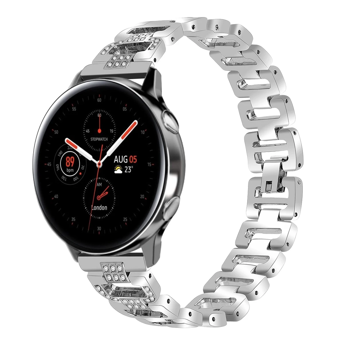 Для samsung Galaxy Watch Active 2 ремешок 20 мм Металл Нержавеющая сталь цепной алмаз d образный