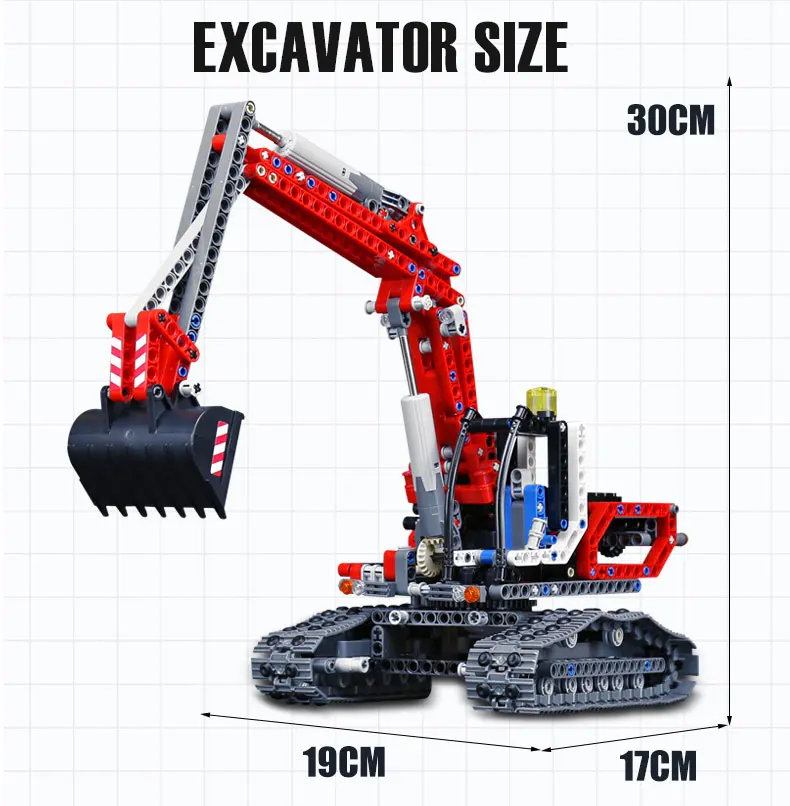 Technic Car 20025 красный инженерный экскаватор набор совместим с 8294 экскаватор строительные блоки кирпичи развивающие игрушки подарок для мальчиков