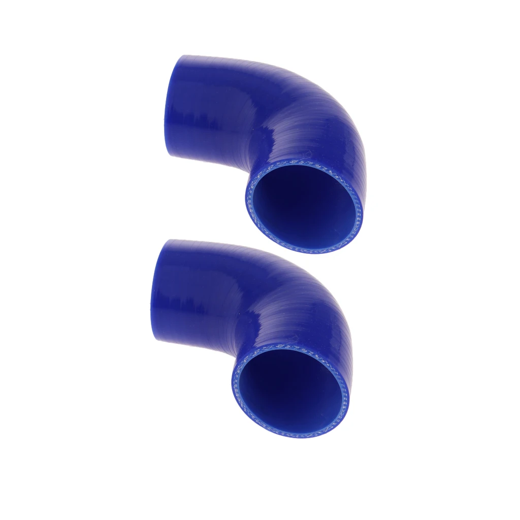 Set of 2 90 Degree 63mm Elbow Silicone Coupler Reducer Hose Intercooler Piping Blue | Автомобили и мотоциклы