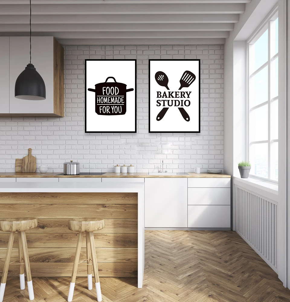 Кухонные вдохновляющие цитаты настенные картины черно-белая роспись на холсте