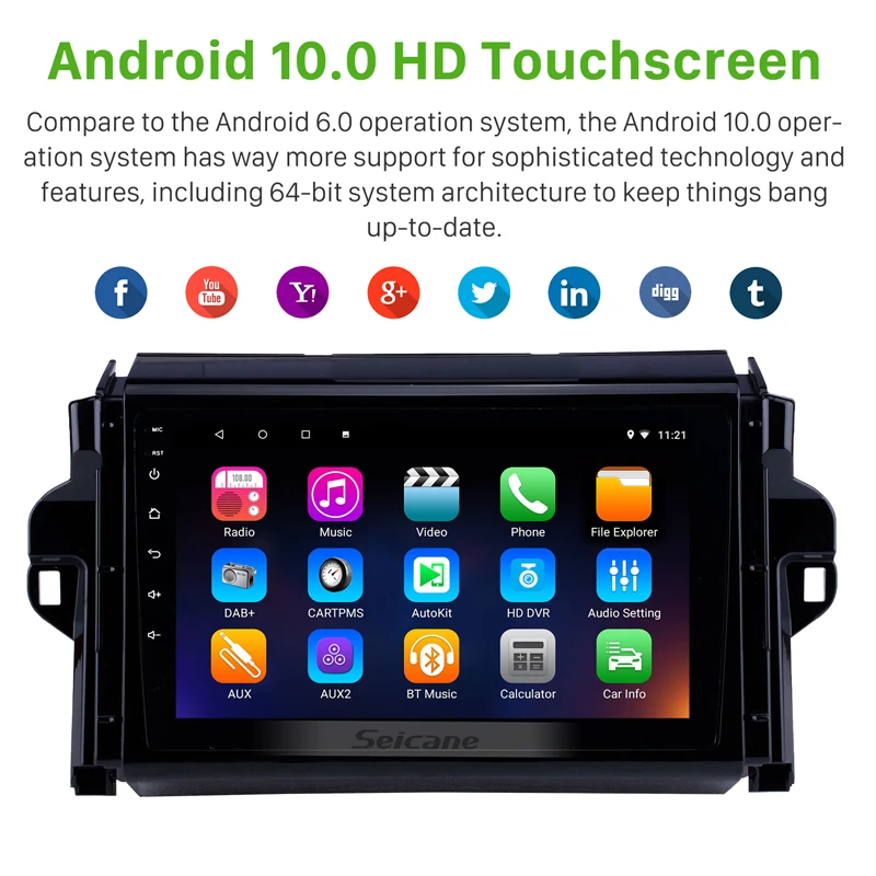 Seicane 9 дюймовый автомобильный радиоприемник для 2015 2018 Toyota Fortuner/Covert Android 10 0 GPS