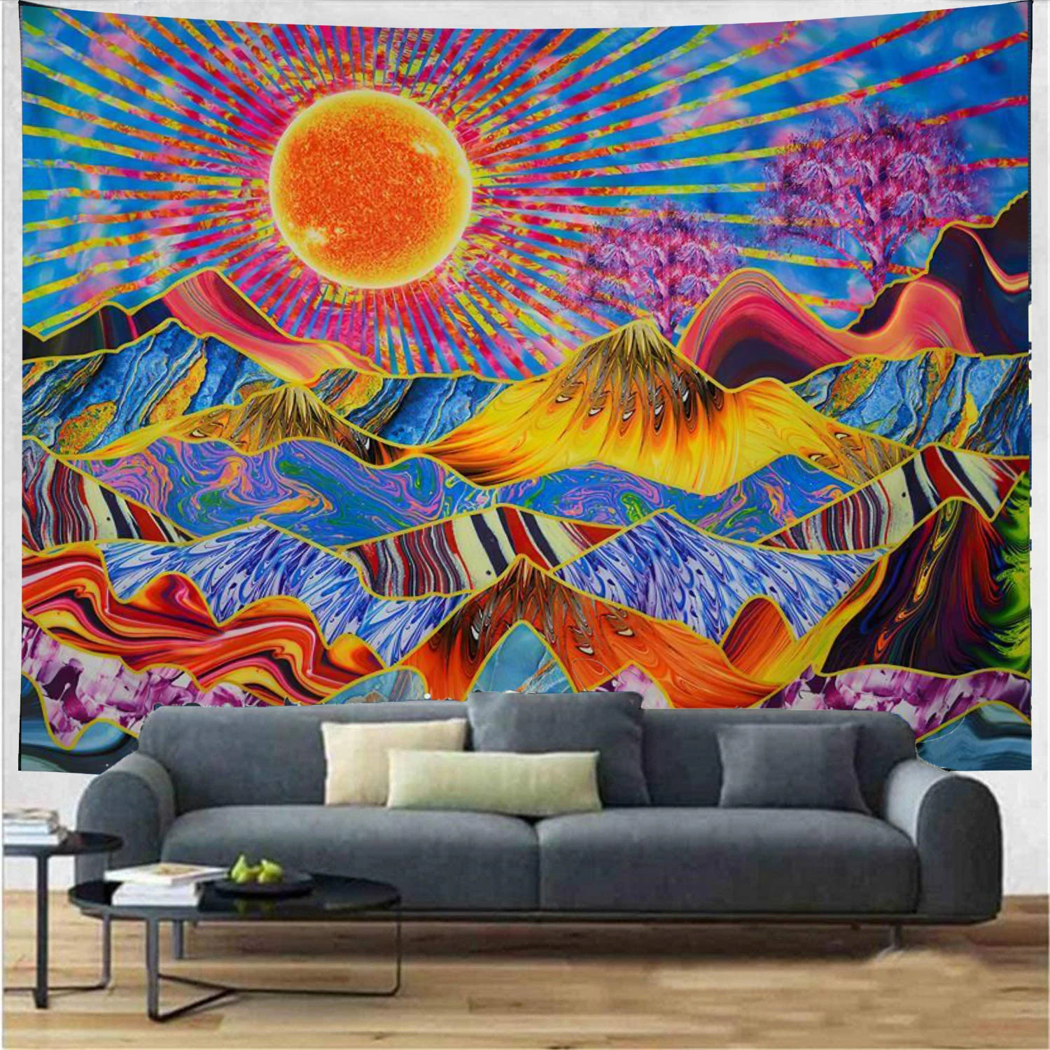 Psychedelic горный гобелен украшение для дома в общежитии аксессуары настенное