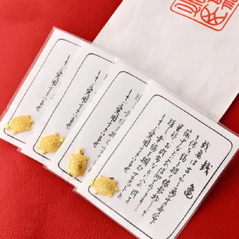 Japanese Money Turtle Asakusa Temple Mini Gold-Plated Tortoise Guarding Praying Lucky Wealth Portable Charm Gift Mascot | Дом и сад