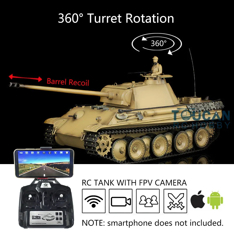 Heng Long 1/16 7 0 FPV индивидуальные пантера G RTR RC Танк 3879 металлические треки колеса