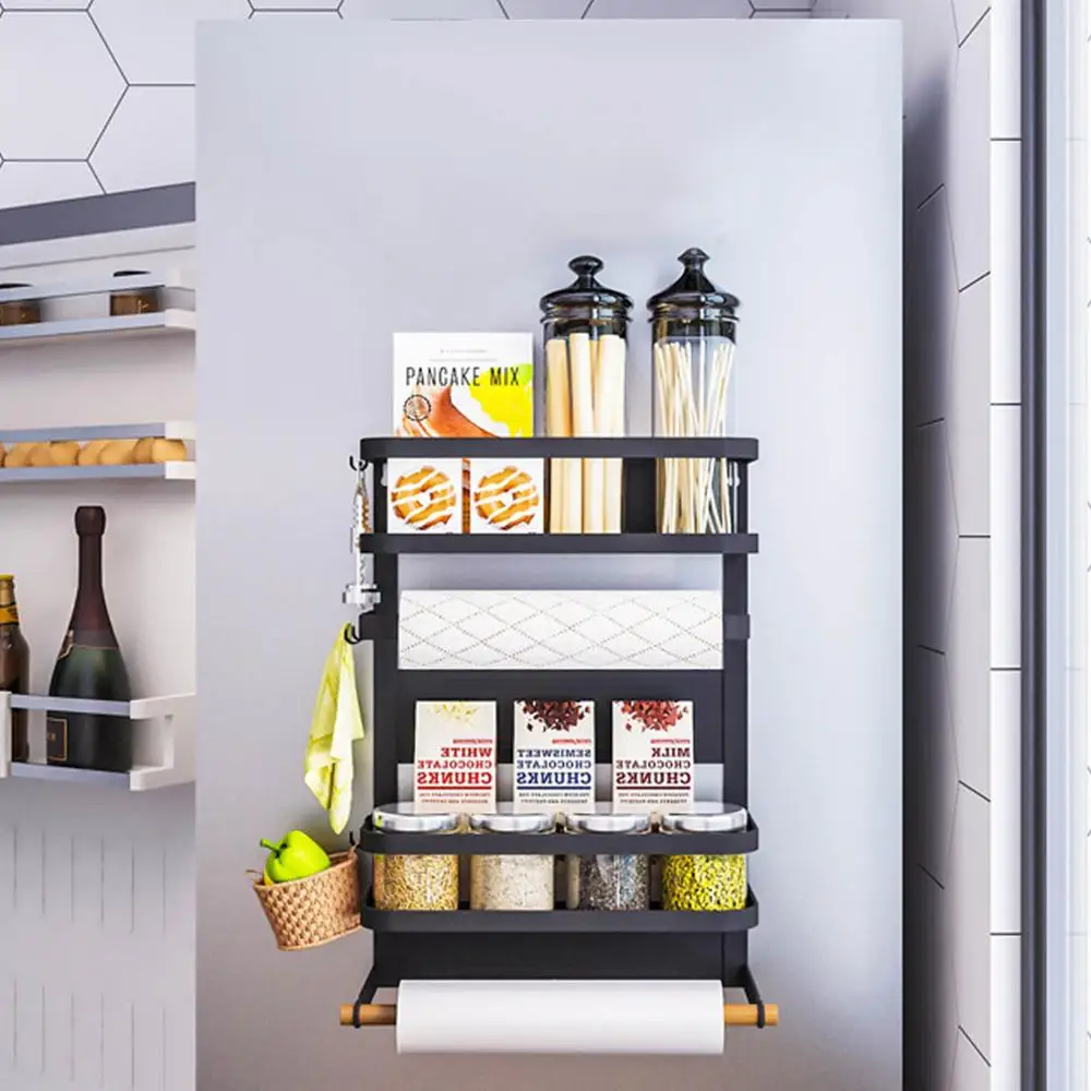 

Magnetic Adsorption Kitchen Multifunction Refrigerator Storage Rack Organizer Shelf Space Saver Fridge Side Wall Storage Hanging