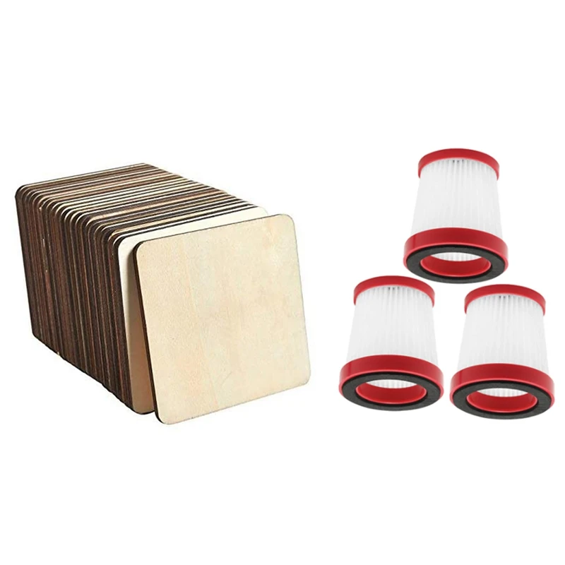 

HOT-80Pcs деревянные ломтики, необработанные деревянные кусочки с фильтром для ручного пылесоса Xiaomi Deerma VC01
