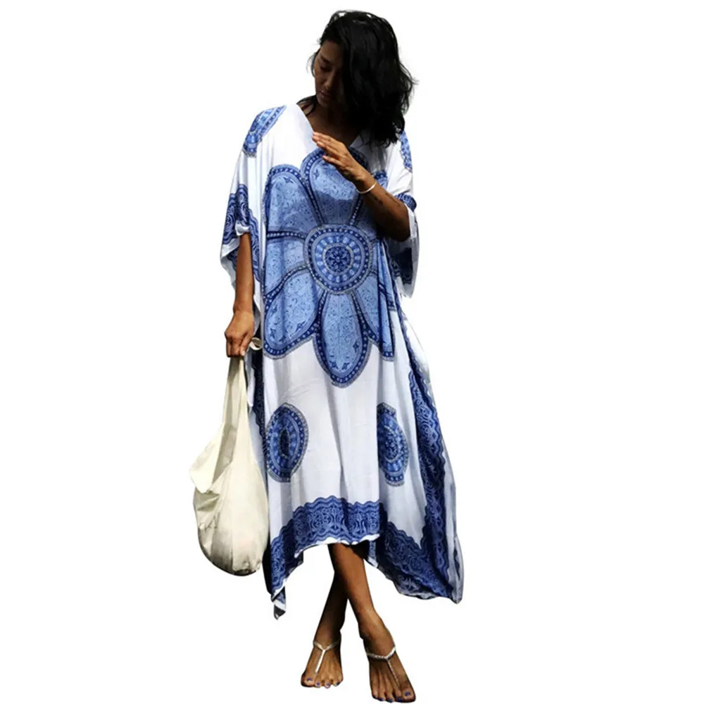 2018 бикини накидка женское пляжное платье с цветочным принтом халат de Plage