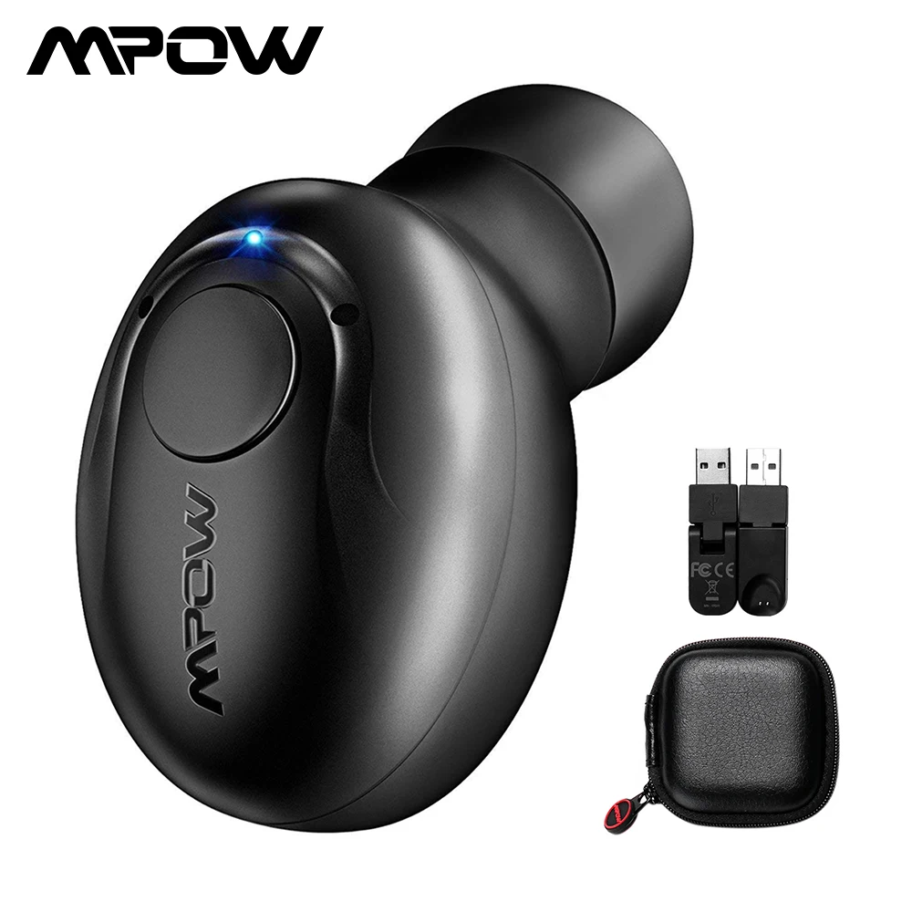 Mpow EM1 Bluetooth-наушник на одно ухо беспроводной наушник мини невидимый наушник с микрофоном/2 магнитных зарядных устройства/чехол для переноски