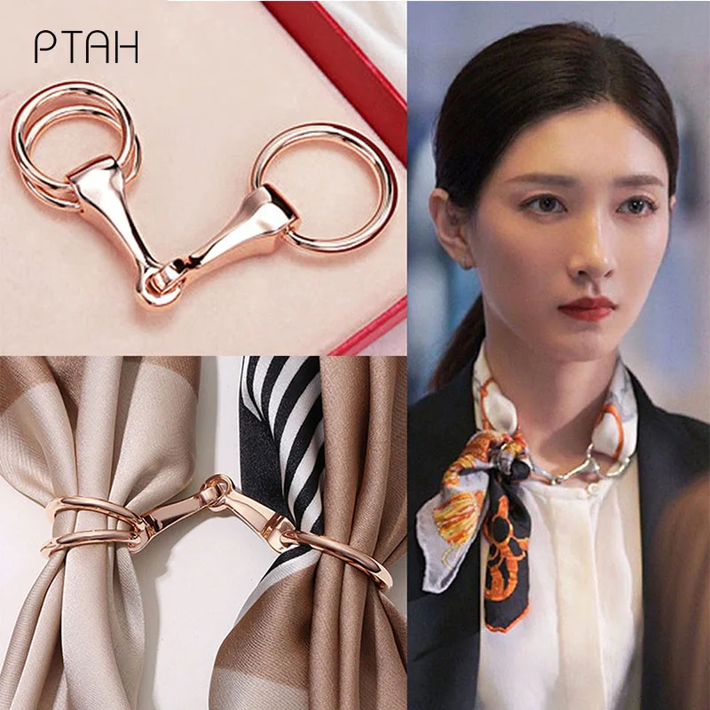 

[PTAH] Fashion Scarves Buckle Women New Scarf Clip Scarf Ring Wrap Holder Clamp Silk Sarf Clasp for Clothing Neckerchief Shawl