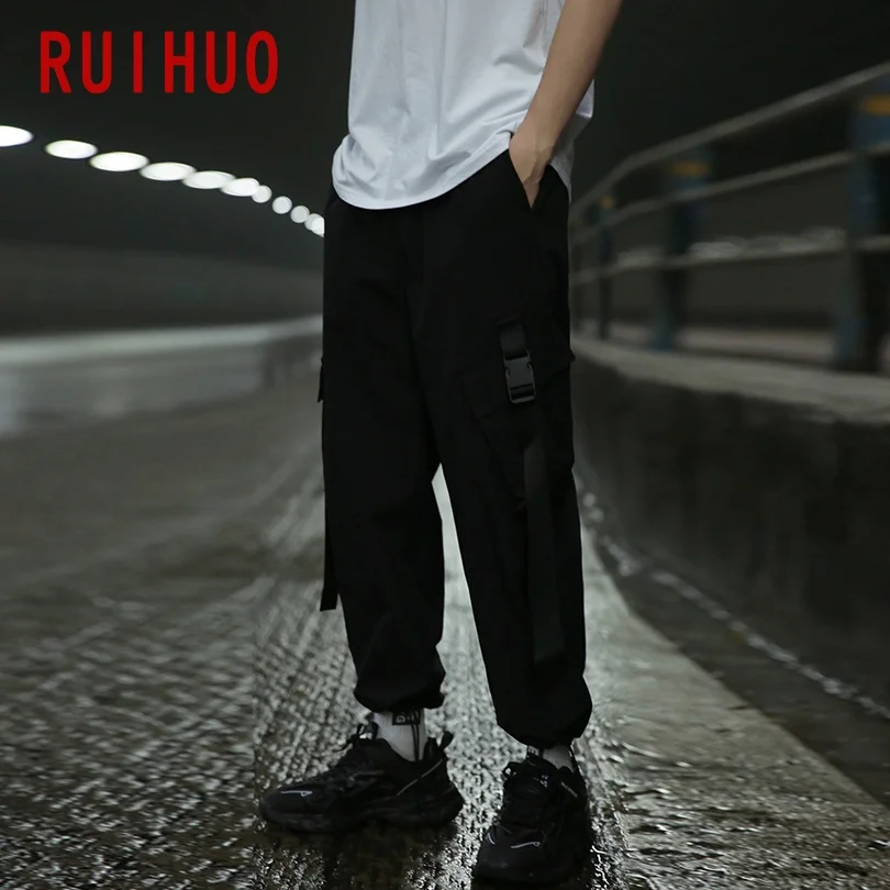 

RUIHUO Ankle-Length Cargo Pants Men Joggers Sweatpants Japanese Streetwear Men Pants Trousers Casual Mens Pants 2021 M-3XL