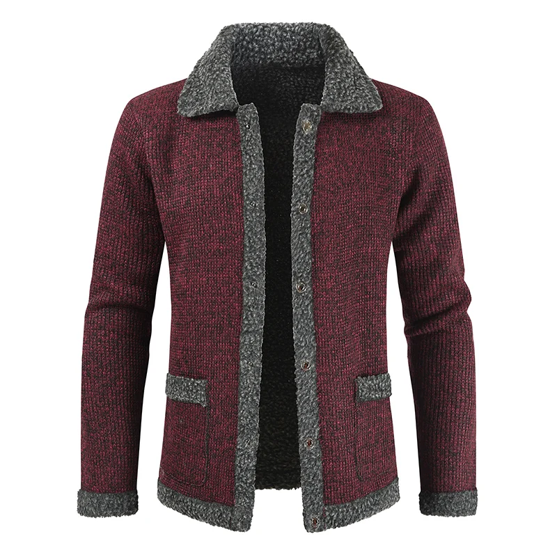 

Men's Jacket 2021 Summer New Leisure Plus Velvet Thick Lapel Trend Single-breasted Sweater Youth Loose Long-sleeved Cardigan