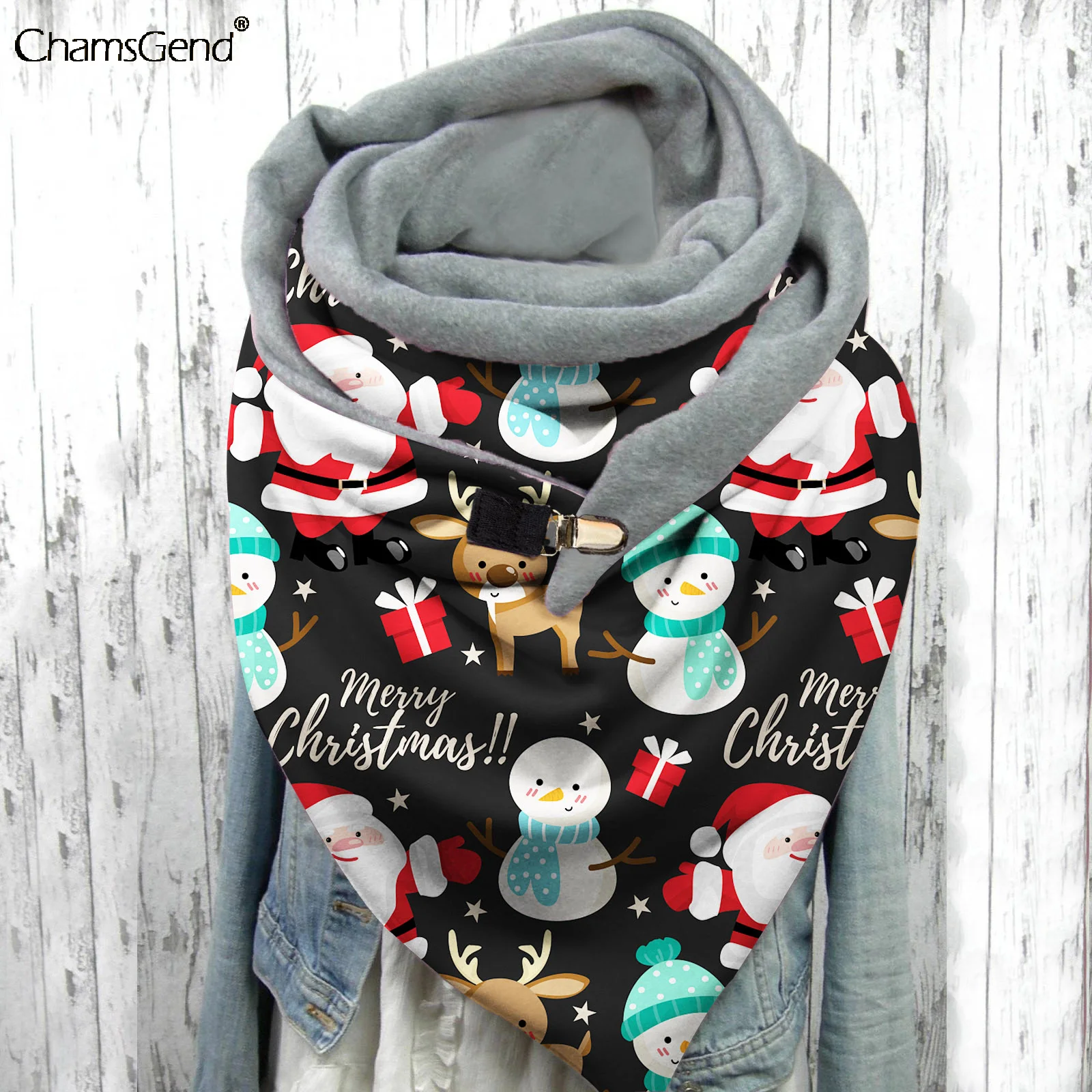 

Рождественский шарф с Санта-Клаусом, снеговиком, женские теплые гетры из пашмины для шеи, шаль, палантин, Обложка для лица, шейный платок, жен...