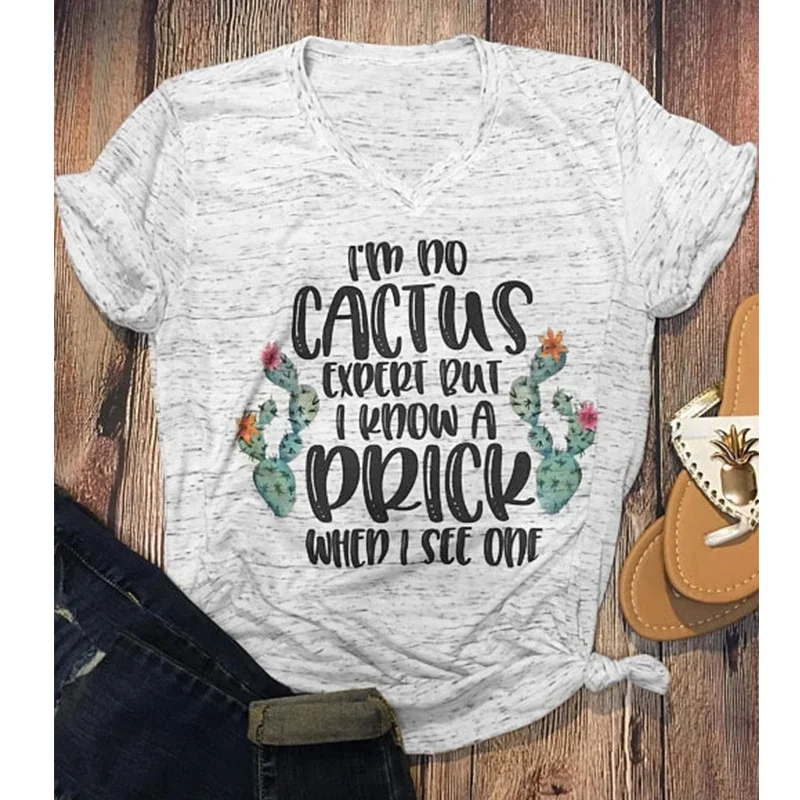 I'm No Cactus Expert But I A slick Tee винтажный Топ женская футболка размера плюс топы