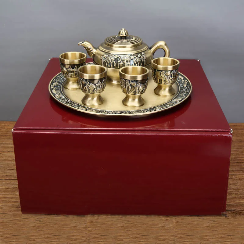 Кунг-фу чайный набор цинковый сплав креативный изысканный компактный резной