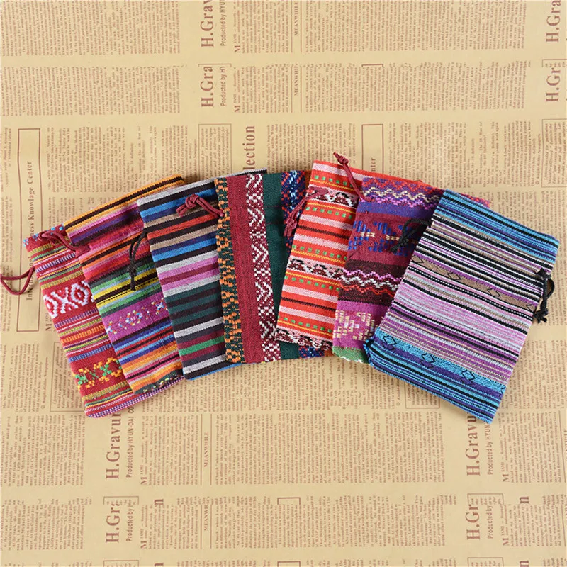 Ethnic-Style Drawstring Gift Bag Chinese style pan Beads Bracelets Cotton Linen Colored Cloth Currently Available Wholesale | Украшения и