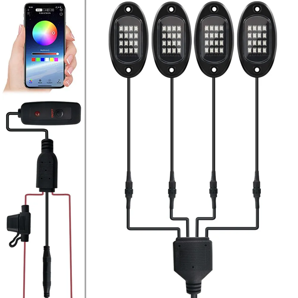 

Car Underglow Decorative Light RGB LED Automatic Adjustment Atmosphere Lamp Music Sound Welcome Lights