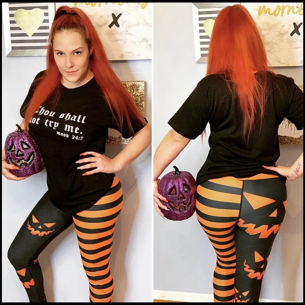 

3D Print Halloween Yoga Pants Pumpkin Women Push Up Seamless Elastic High Waist Workout Sport Leggings Mujer Fitness Gym Leggins
