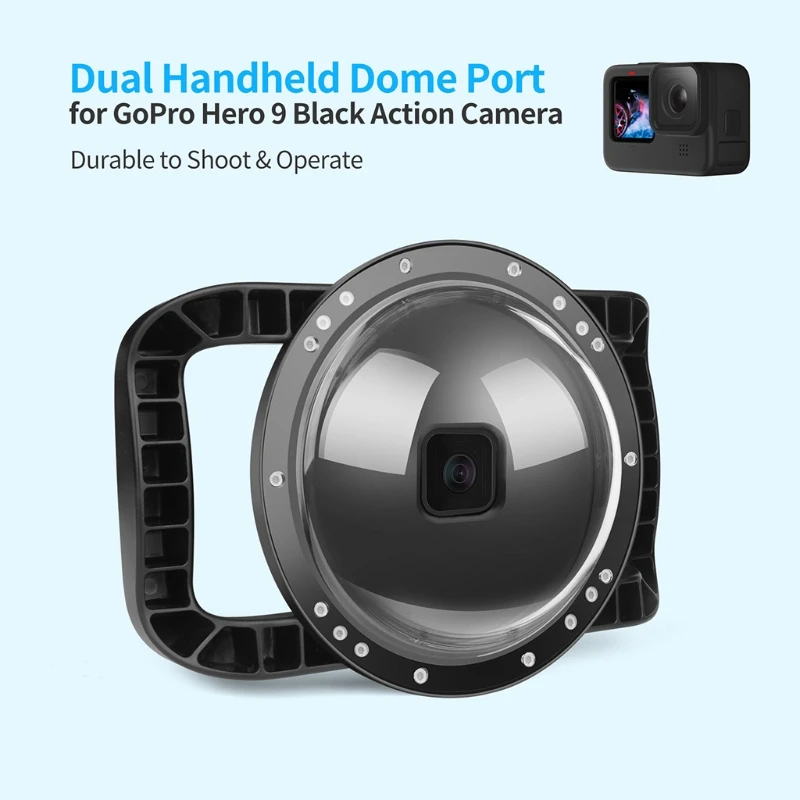 

Double Handles Dual Handle Stabilizer Grip Dome Port for Hero 9 Action Camera-Convenient Waterproof up to 45m/147ft