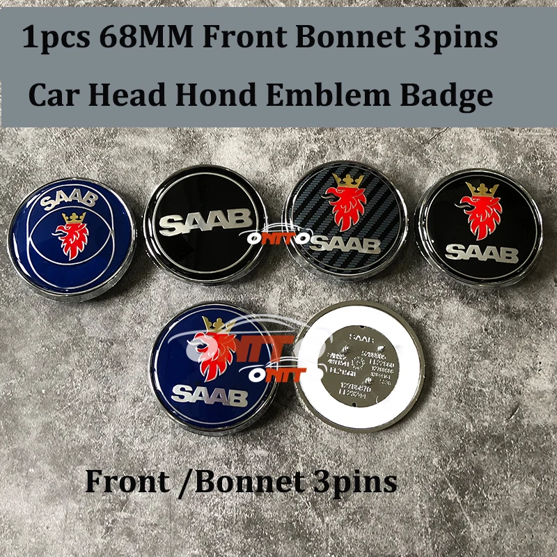 

1pcs/lot 2pins /clips 68MM Car emblem Logo Badge For SAAB 9-3 9-5 93 95 BJ SCS label Auto Rear Trunk Tail Boot Auto Emblem Caps