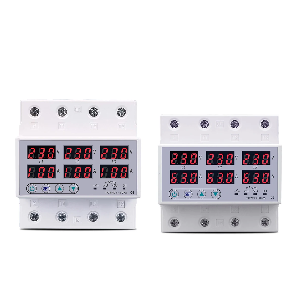 

Three Phase 4 Wires 380V 63A Adjustable Voltage Ampere Protector Self Recovery Auto Reconnect Voltage Protection Relay