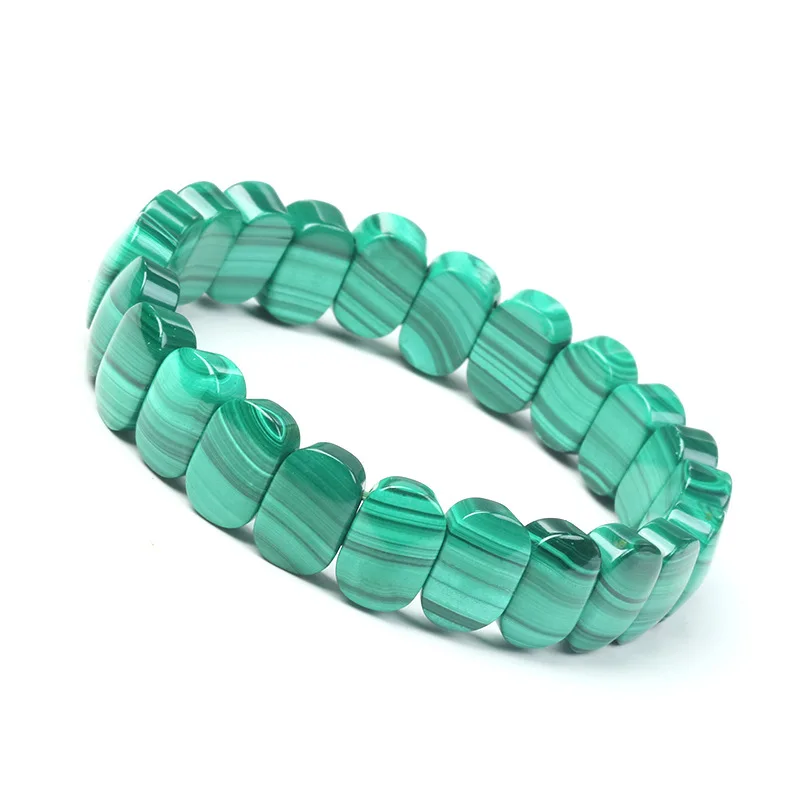 

Natural Green Malachite Chrysocolla Rectangle Beads Bracelet 12x9mm Women Men Fashion Malachite Green AAAAAA
