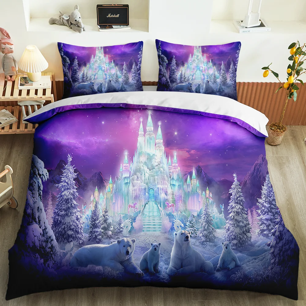 

BailiPromise Luxury Castle Princess Bedding Set Bedroom 3D Print Colourful Pillowcase Soft Duvet Cover Kids Queen King Twin
