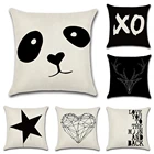 Черный и Белый Простой декоративная подушка чехол с буквенным принтом из хлопка и льна Подушка Чехол в виде геометрических фигур Подушка Чехол kussensloop almohada