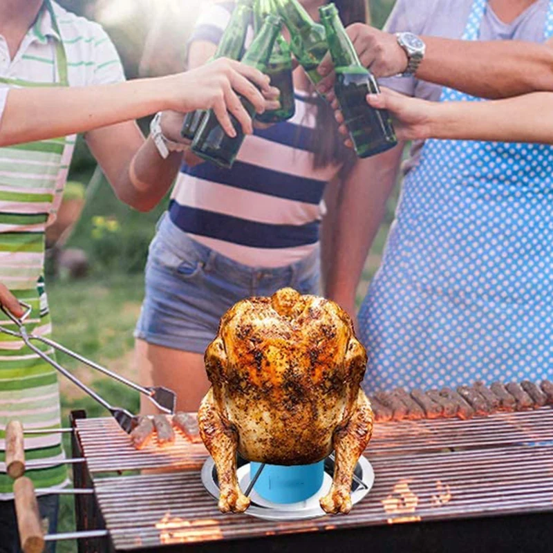 

Vertical Chicken Roaster Rack,Chicken Rack Holder with Roaster Tray Awesome BBQ Flavor for Oven and Grill with Brush