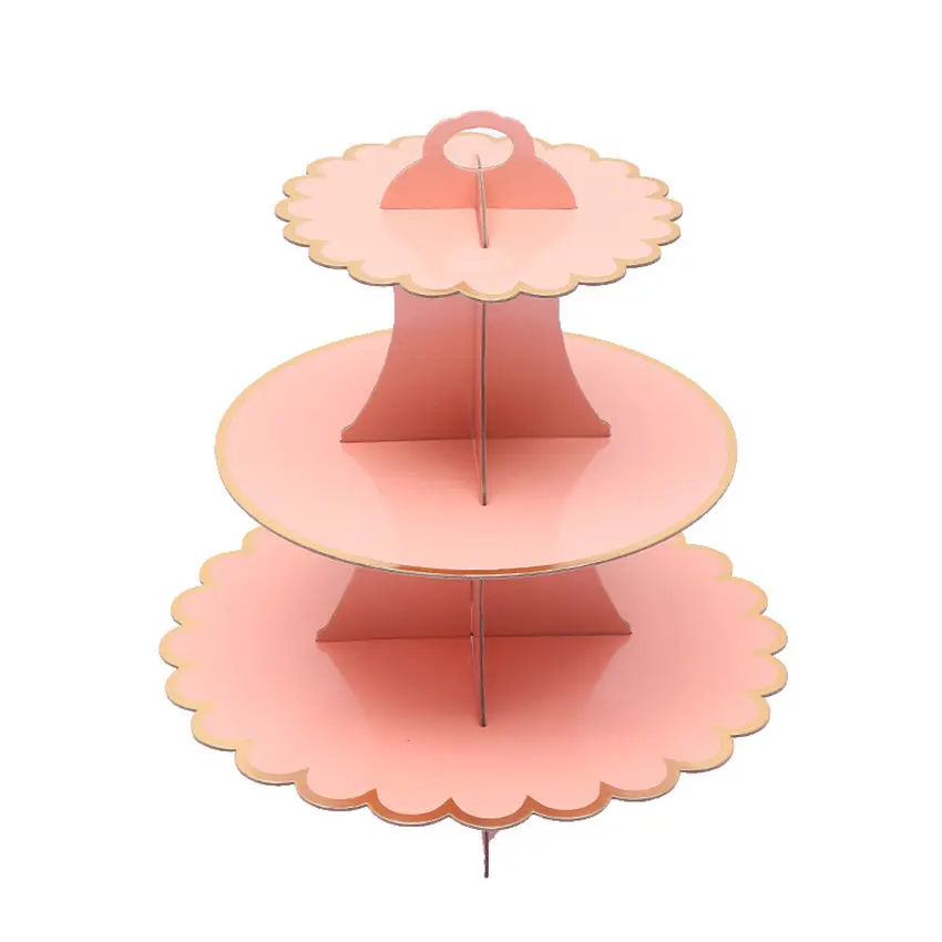 G Birthday Cake Stand Disposable Decoration Foldable Dessert Holder Display Shelf Paper Wedding Party Triple Layer Party Supplies - Цвет: G