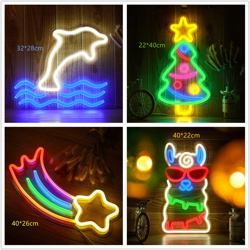 36 Kinds LED Neon Wall Signs for Christmas Decoration Light Home Room Art Decor Bar Lights USB Powered Lamp | Лампы и освещение