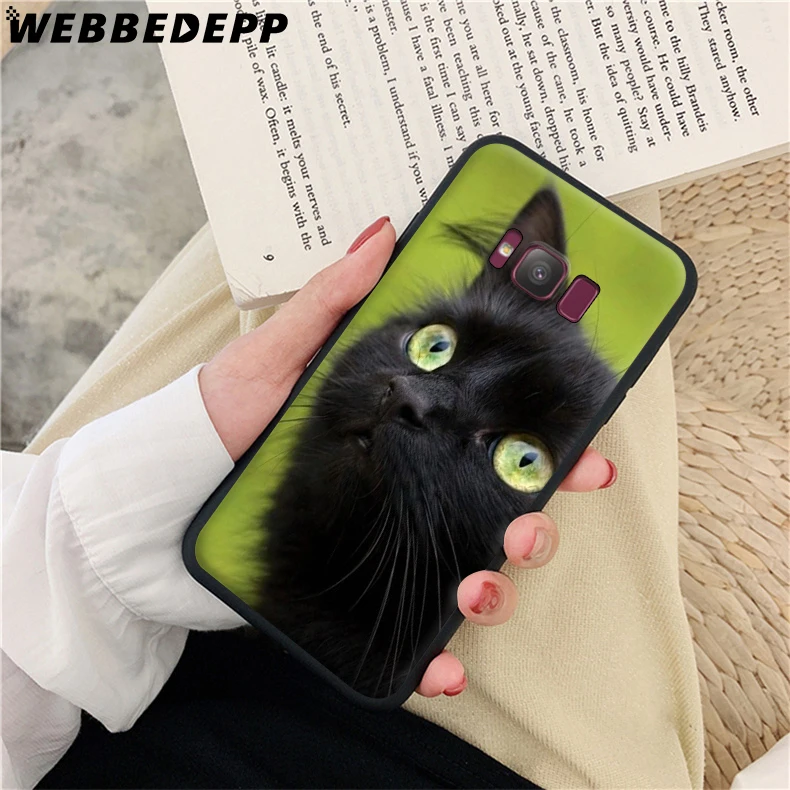 Черная кошка глаз на мягкий чехол для samsung Galaxy S6 S7 край S8 S9 S10 Note 8 9 10 плюс S10e A10S A20S A30S