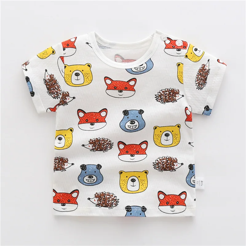 

Cartoon Animals Print Summer Girls Boys T Shirt Children Cotton New Style Tops Short Sleeve Kids Tees