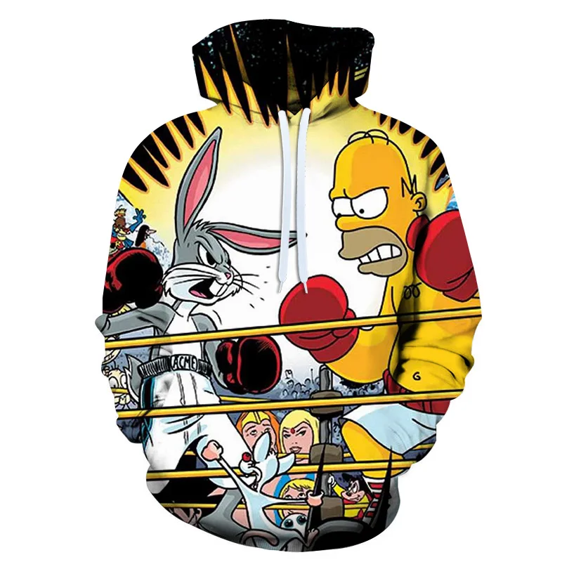 Мужская и Женская толстовка с 3D модным принтом Симпсона длинным рукавом