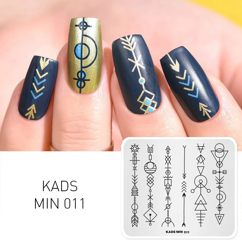 MIN 011 KADS пластины для стемпинга ногтей 33 дизайна, серия MIN, накладные изображения, шаблонные штампы, сделай сам, маникюрный штамп, трафарет для дизайна ногтей - Цвет: MIN 011