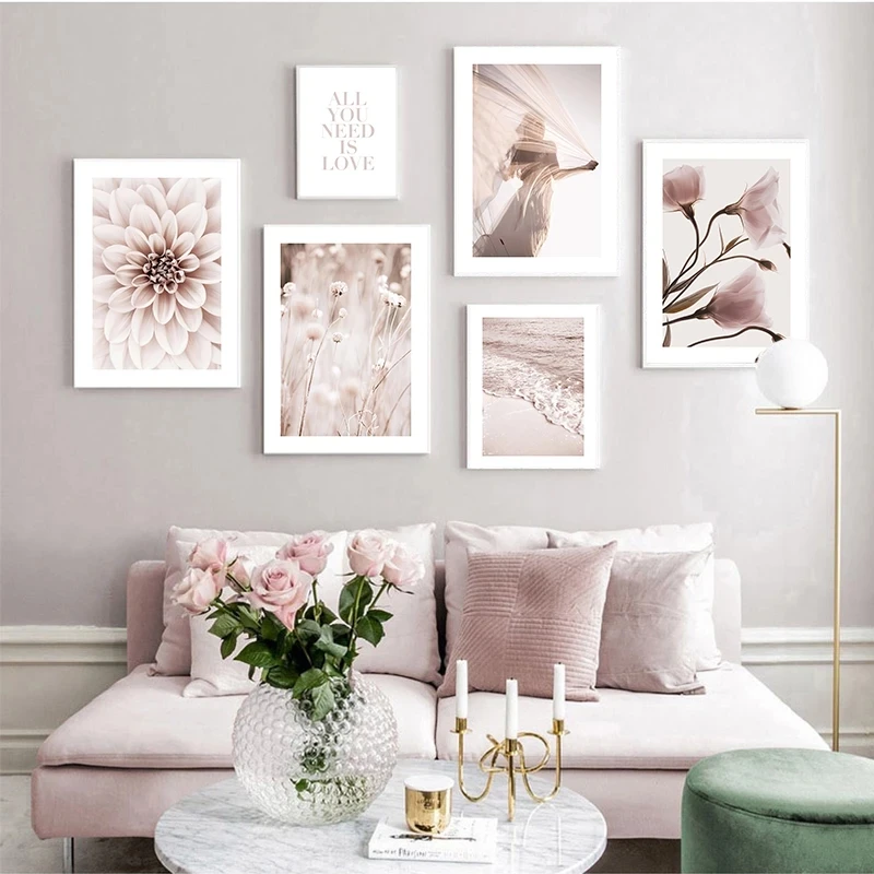 Креативная Картина на холсте в стиле бохо скандинавский цветочный пляжный