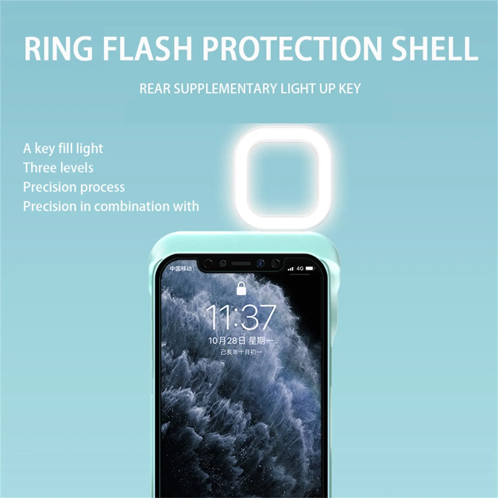 

2021 New For Iphone 12 /12pro Led Fill-light Mobile Phone Case With Selfie Ring Light Stable Shell Selfie Beauty Night Shot