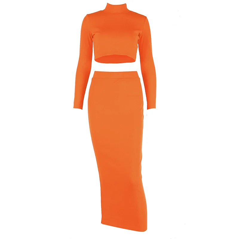 Женский комплект из двух предметов элегантный трикотажный с юбкой и высоким