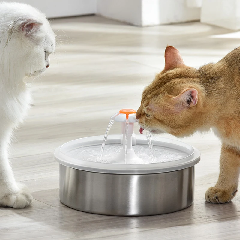 

Stainless Steel Cat Water Fountain Automatic Dog Water Dispenser Quiet Drinker Puppy Pet Drinking Fountains Water Feeder 2.2L