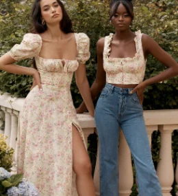 

Women Clothing Summer Sexy Fashion Bubble Sleeve Floral Lace-up High Split Long Dress Vestdio Vintage Korean Elegant