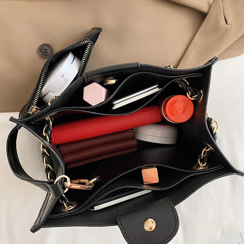 

Hot Sale Lattice Chain Shoulder Set Bag Women Stone Pattern Composite Bags Ladies High Quality Pu Leather Crossbody Bag Wallet