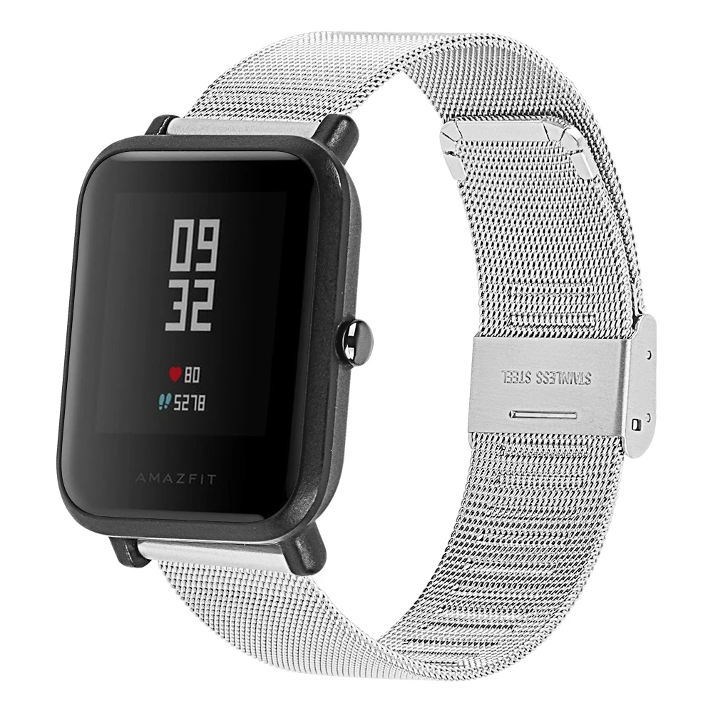 For Amazit Bip Strap Correa Stainless Steel Bracelet for Xiaomi Huami Amazfit Bip Bit Youth Milanese Metal Watchband Wristband