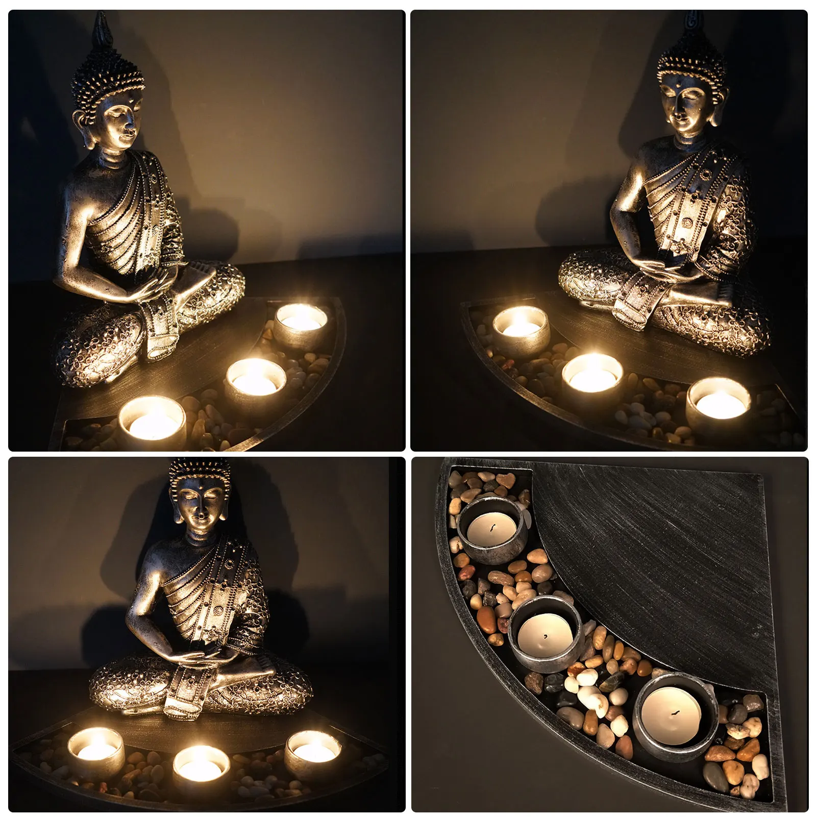 

Seated Buddha Scented Candle Holder Living Room Decoration Resin Statue Candlestick Candle Stand Light Holder For Home Decor