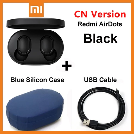 Xiaomi Redmi Airdots TWS беспроводные Bluetooth наушники стерео бас гарнитура с микрофоном голосовой помощник управление AI - Цвет: CN Add CaseCable