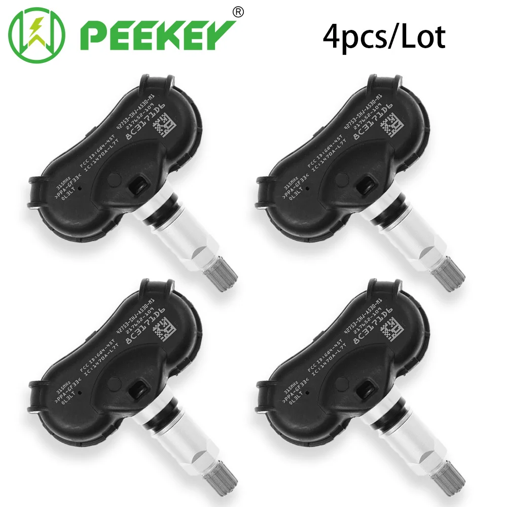 

PEEKEY 4Pcs TPMS tyre Pressure Sensor 42753-SHJ-A53 315MHz Tire Pressure Monitor System For Acura Honda Ridgeline Odyssey Pilot