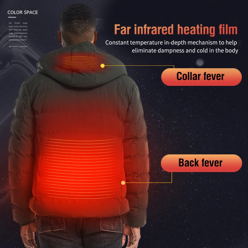 Зимняя мужская куртка с электрическим подогревом Мужская Уличная