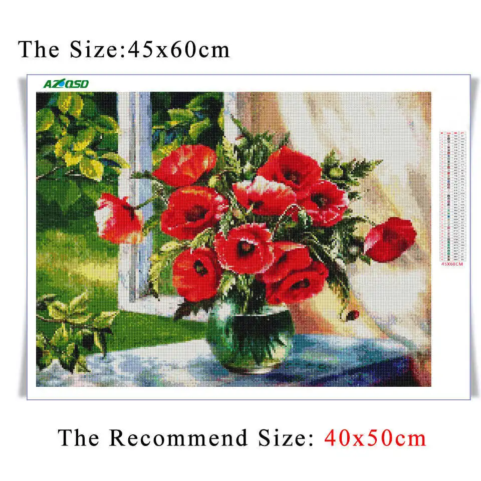 AZQSD Diamond Painting Flower Cross Stitch Embroidery Sale Needlework Gift Home Decor Picture Of Rhinestones Diy Art | Дом и сад