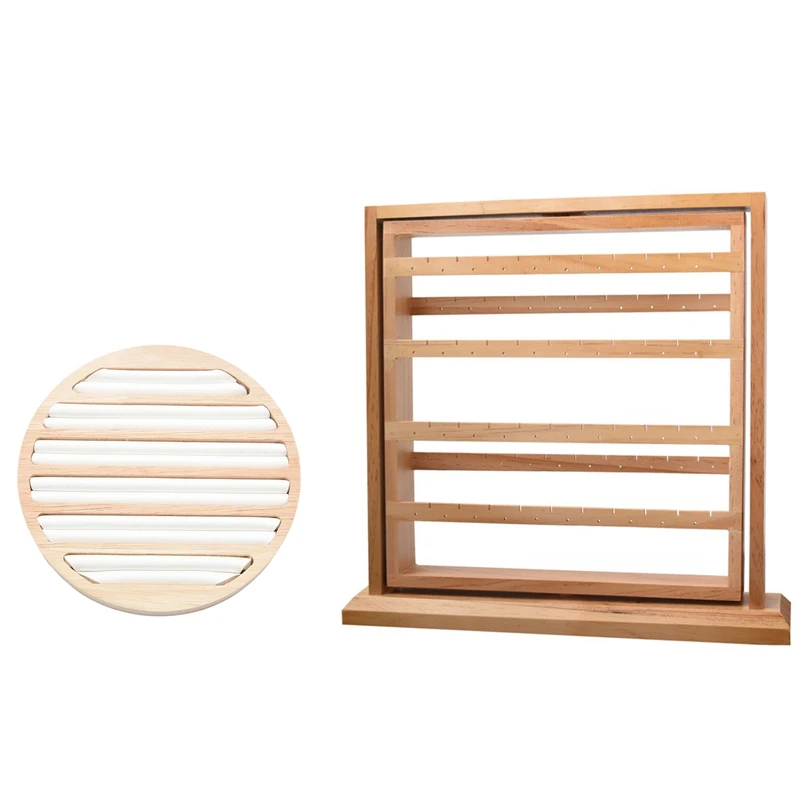 

1 Pcs Rings Display Tray Wooden Round Ring Holder Showing Plate & 1 Pcs Jewelry Organizer Stand Holder Display
