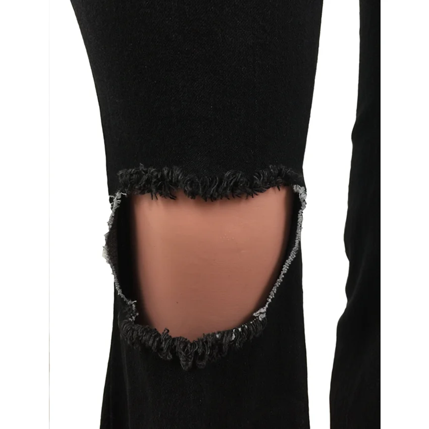 Wjustforu модные рваные расклешенные брюки для женщин повседневные Черные