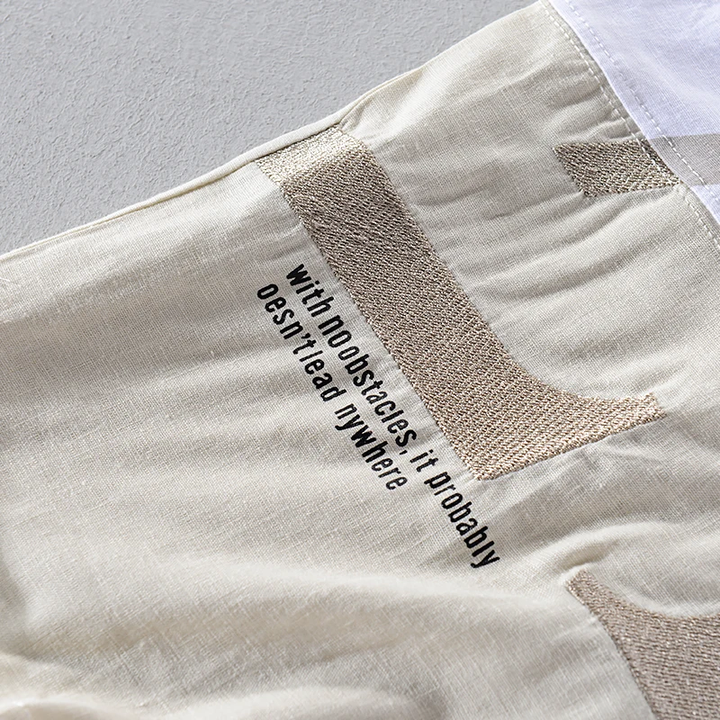 

Breathable summer embroidery linen men t shirt brand short sleeve casual t-shirt for men fashion round neck tshirt mens camiseta