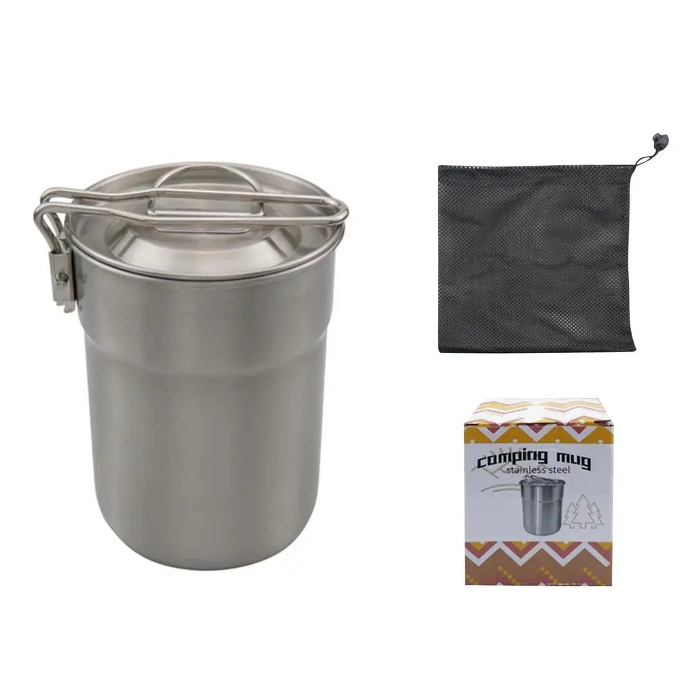 

Походная кофейная чашка, складная ручка, подъемное кольцо для крышки, удобные чашки из нержавеющей стали для кастрюль, воды, кофе, для активн...